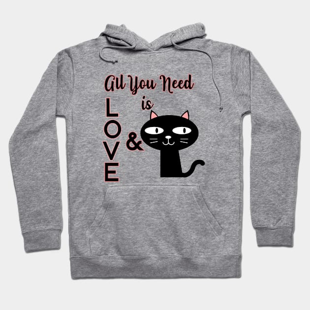 All You Need Is Love and a Cat Hoodie by AdrianaHolmesArt